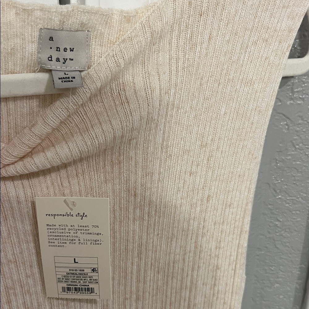 a new day Sleeveless Faux Plisse Cream Ribbed Knit Maxi Sweater Dress - Picture 5 of 8